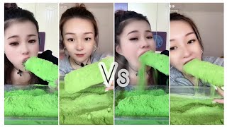 ASMR: Heavy Matcha Powder| versus Series| Soft Ice| Hard Ice| Snow eating|V-Good Crunchy Ice screenshot 5