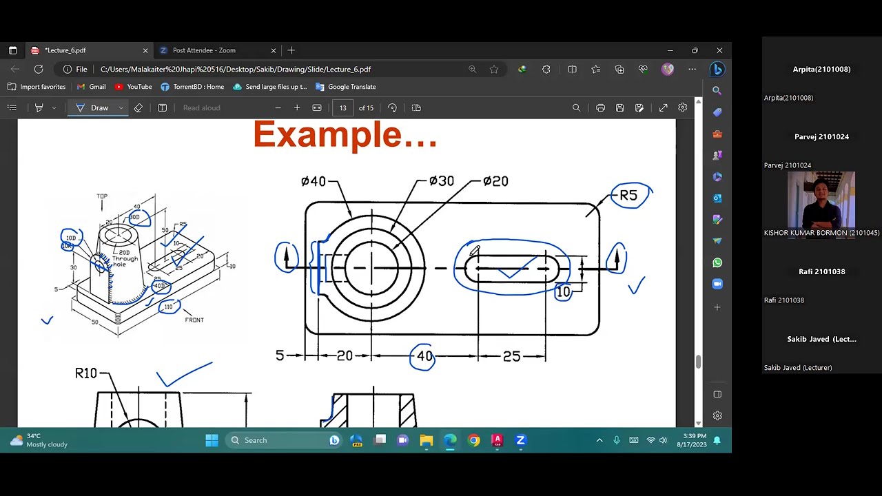 ️ AutoCAD Sectional View Example 2 | Step-by-Step Engineering Drawing ...