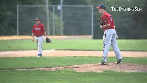 South Western Miles Francis at bat against Dallastown pitcher Trevor Emenheiser #legionbaseball @Gam