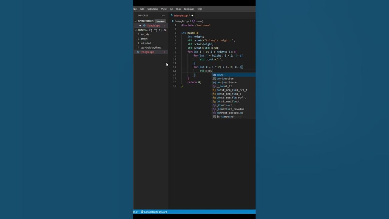 How to make terminal triangle in C++ (visual studio) - YouTube
