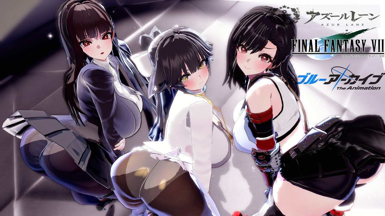 高雄・調月リオ・ティファ　ロックハートで「ReDreaming Angel」【IJN takao/rio/MMD/AzurLane/blue archive/Tifa Lockhart/ff7】