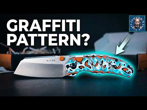 Kizer Sheepdog Button Liner Lock Unboxing! AEB-L Steel + Wild Vortex Micarta (Graffiti Sheepdog?)