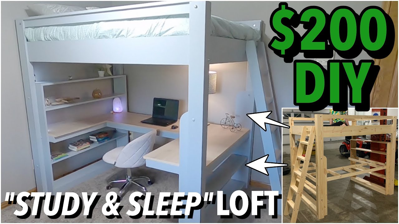 Diy Loft Bed Plans For S And Kids, How To Build A Twin Loft Bed With Desktop