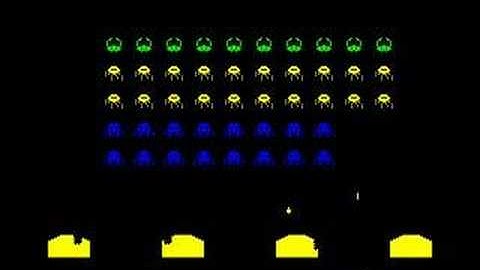 BBC Micro game Super Invaders loaded from tape