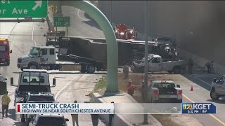 Semi-truck crash on Highway 58, near south Chester Avenue