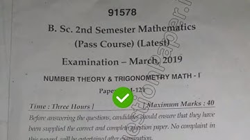 2019 Mdu BSc 2nd Sem Reappear Mathematics Theory Number  Trigonometry Qustion Paper