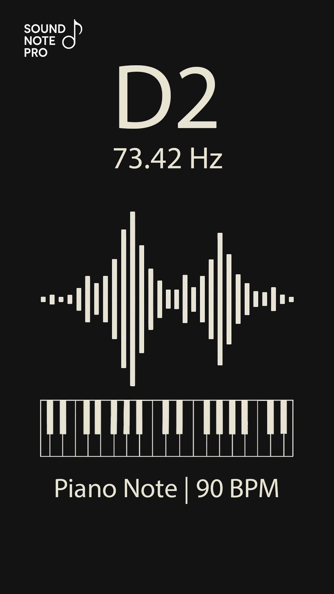 Piano Note D2 – 73.42 Hz | Tuning Tone & Pitch Training – Sound
