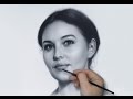 Portrait drawing Monica Bellucci by dry brush