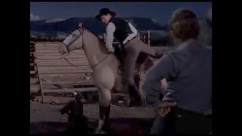 Jack Palance Mounts His Horse Backwards in "SHANE" (1953)