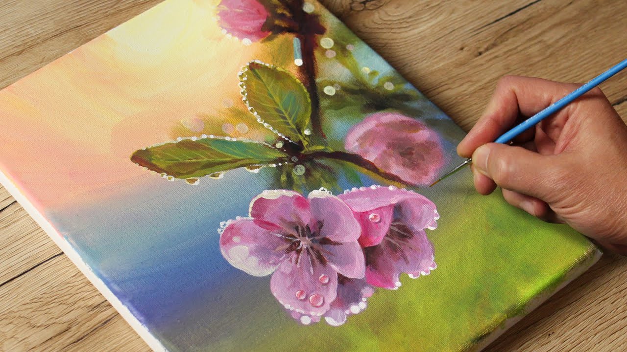 Painting realistic blossom tree / Acrylic Painting / Vadym art