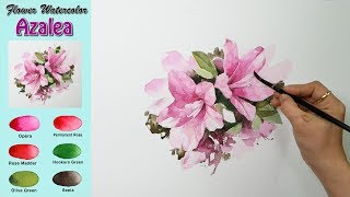 Basic flower watercolor  Azalea  (wetinwet, Arches rough)NAMIL ART