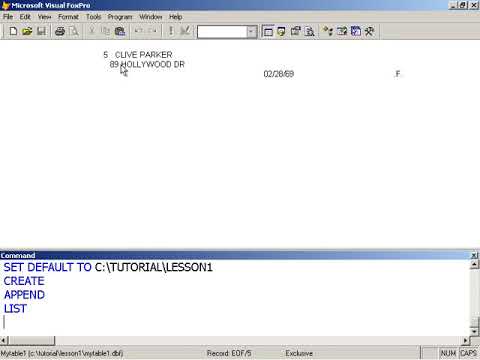 Learn Visual FoxPro @ garfieldhudson.com - Creating a Data File or Table (Lesson 3 of 30)