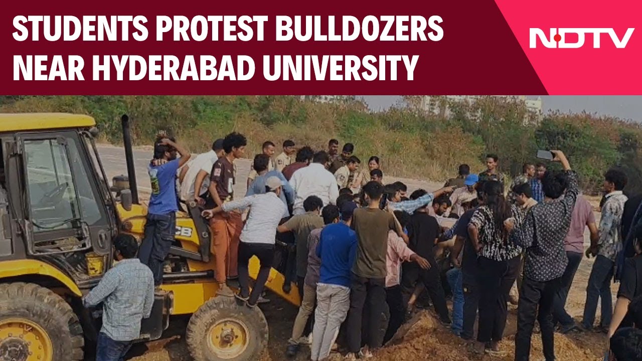 Students Protest Bulldozers Near Hyderabad University | A Political Showdown Unfolds