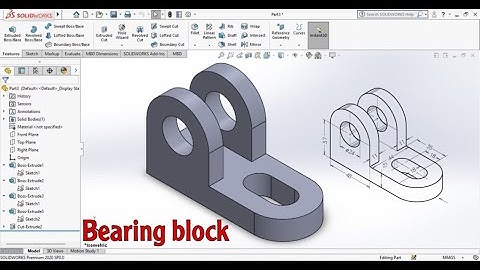 سوليدورك Mechanical Drawing using SolidWorks , Exercise 3 Bearing block