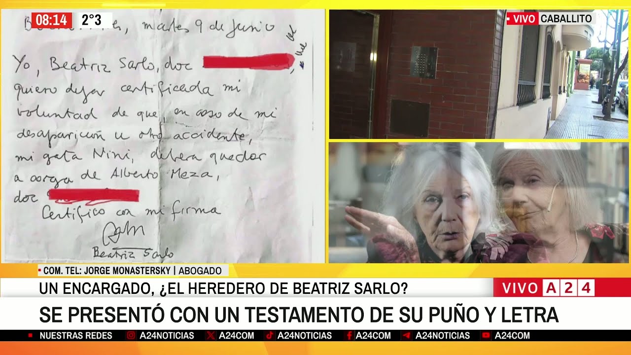 ⚫ MURIO BEATRIZ SARLO: UN ENCARGADO SE PRESENTÓ CON UN TESTAMENTO DE SU PUÑO Y LETRA