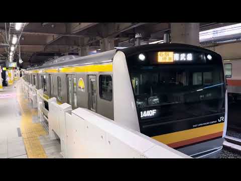 E233系8000番台N6編成 南武線各駅停車川崎行きが立川を発車するシーン