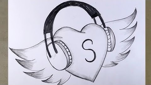 Flying Heart with letter s pencildrawing/tattoo designs drawings