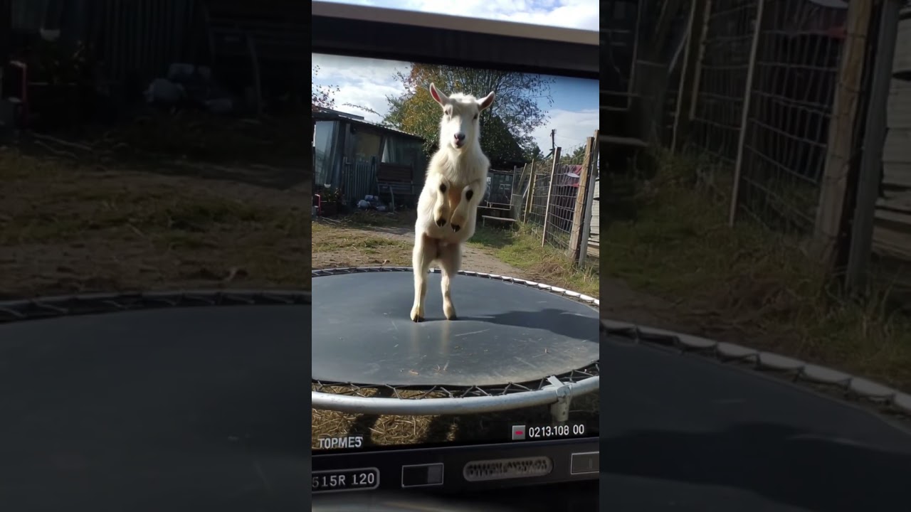 Baby Goat on Trampoline Jump Show With the Song Old Town Road. 