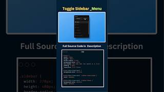 Toggle Sidebar Menu using HTML CSS JavaScript | Light Dark Theme UI #shorts