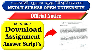 NSOU  Download Assignment Answer Scripts || UG, BDP || Netaji Subhas Open University