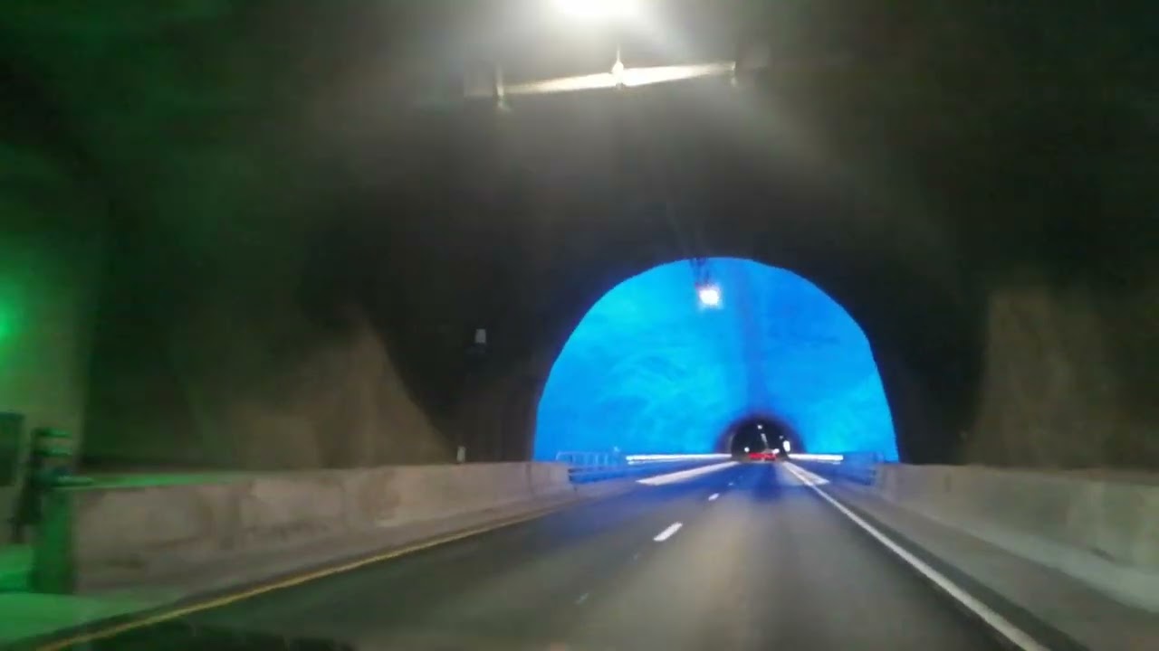Driving through Ryfast tunnel to Stavanger, Norway