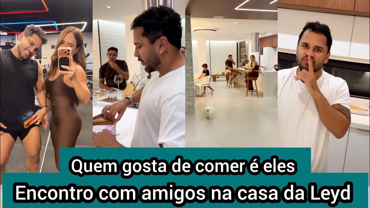 Lucas Guimarães se encontra com amigos na casa da Leyd e leva bolos pra todo mundo comer 