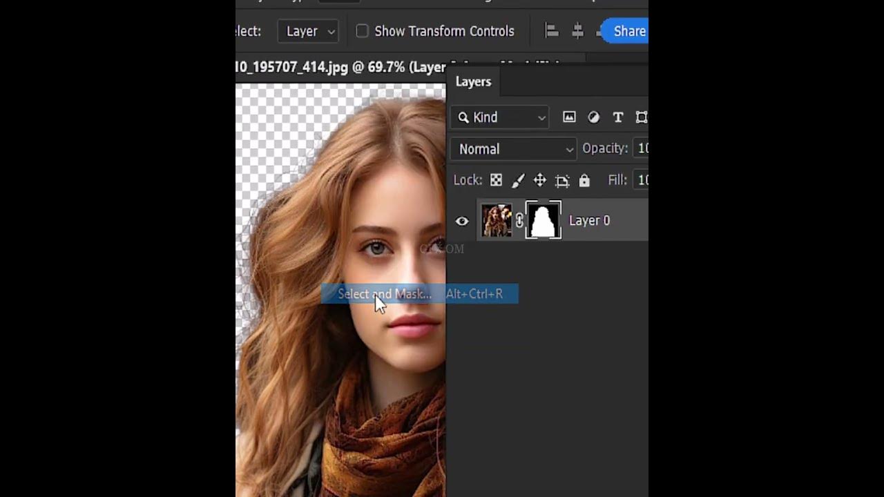 How to refine hair or remove background easily using select and mask in