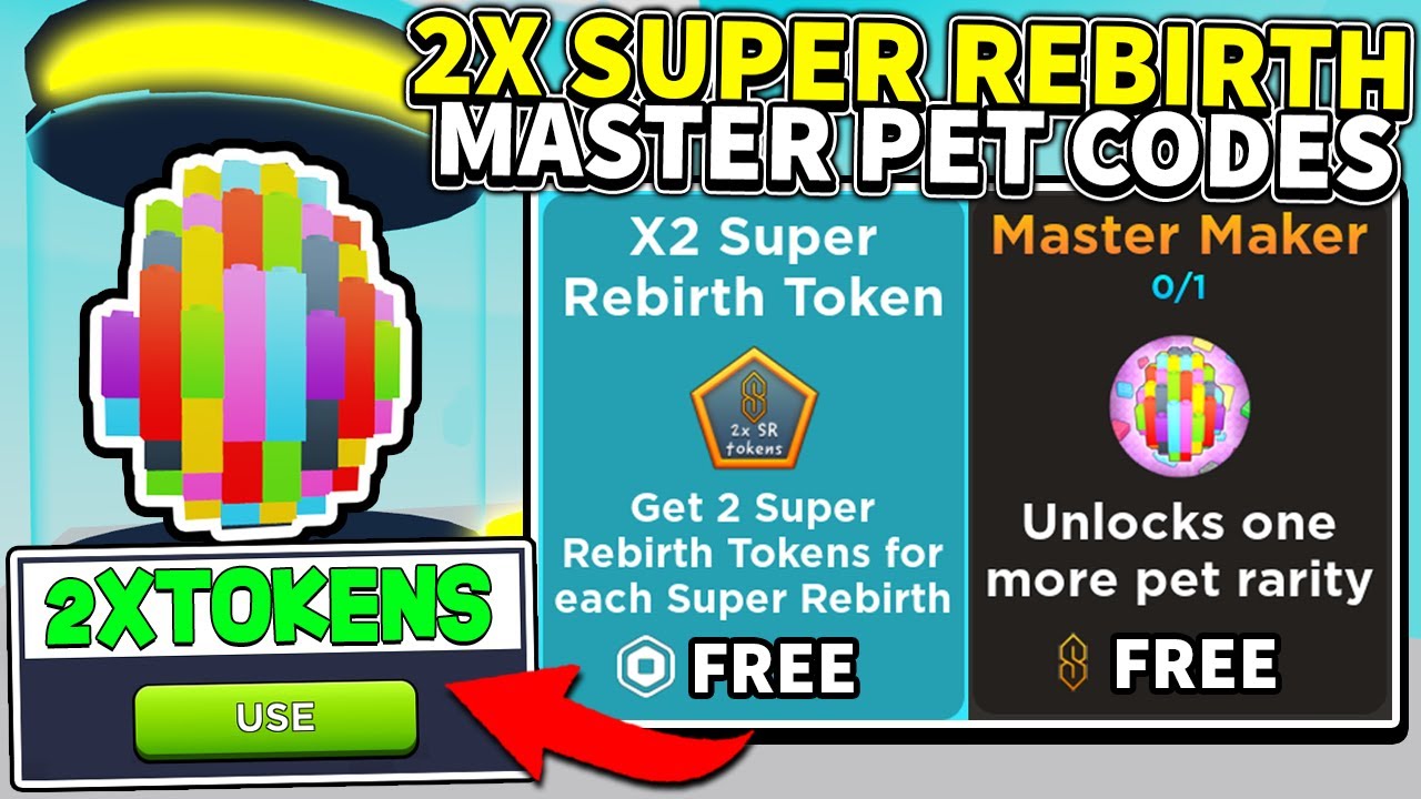 2x Super Rebirth Tokens Codes Master Pets In Tapping Simulator - roblox tapping simulator super rebirth codes