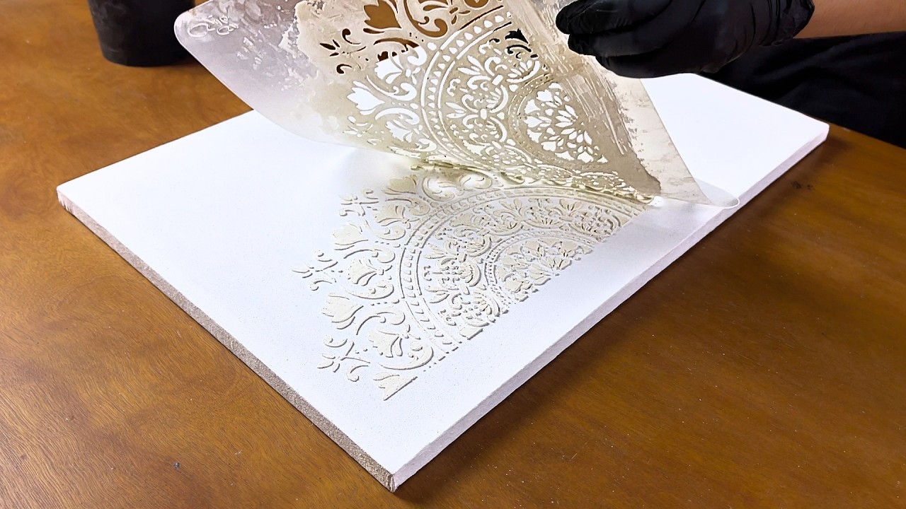 creative way to create a stunning vintage mandala stencil painting! 🎨✨