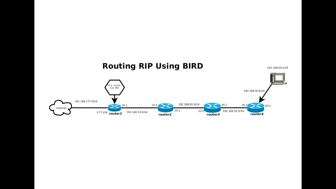 Configure Linux As RIP Router using BIRD. اعداد لينكس رواتر مثل راوتر ...