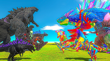 Team Dark + Thermo Godzilla vs Shimo + Team Colorful - Animal Revolt Battle Simulator