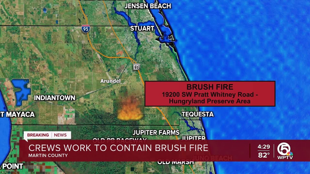 Crews working to contain brush fire in Martin County - YouTube