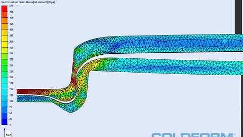 Clinching simulation with von Mises stress distribution - COLDFORM®