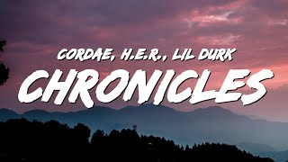 Video thumbnail of "Cordae - Chronicles (Lyrics) ft. H.E.R. & Lil Durk"