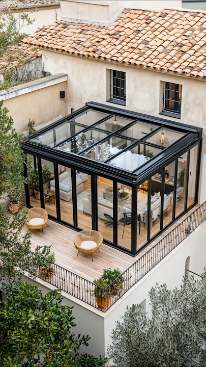 Modern Glass Sunroom on Balcony – Cozy Terrace Design Inspiration