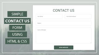 Contact us form tutorials -- check out how to create the simple using
html and css #simplecontactusform #responsivecontactusform
#conctactusf...