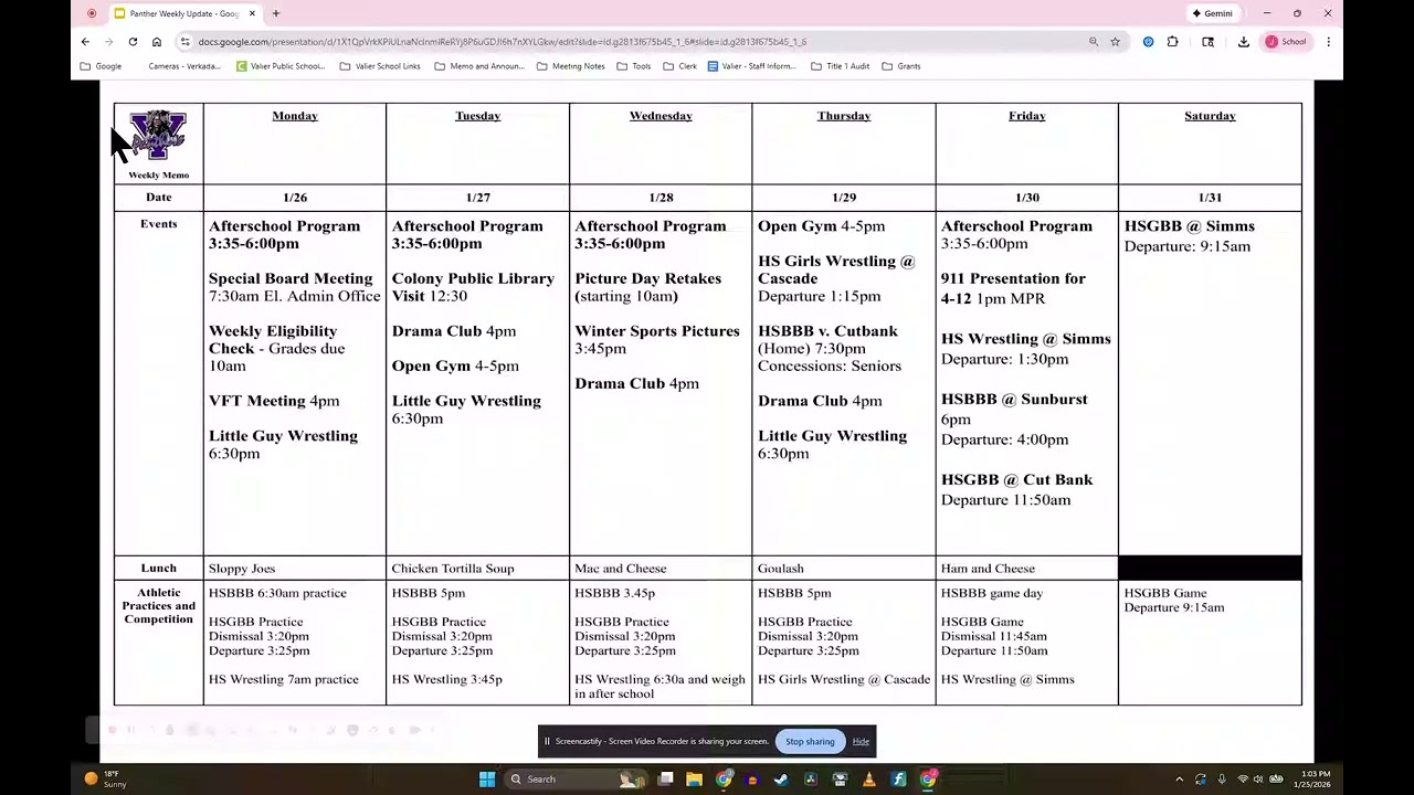 Here is the Panther Weekly Update for the week of January 26th. Go Panthers!