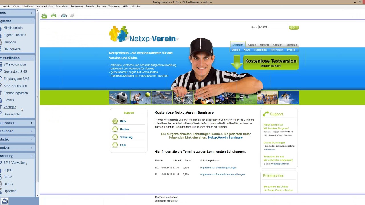 Netxp-Verein: Erstellen von Spendenquittungen