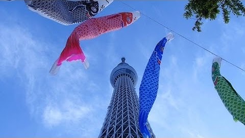 Carp-shaped windsocks in Tokyo for Children