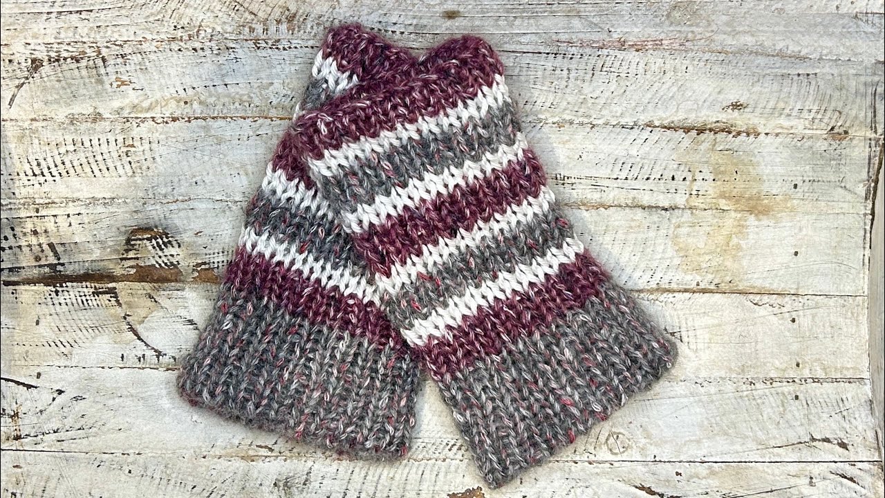 Fingerless Mittens ~ (video shows two styles) Addi 46 Needle Machine