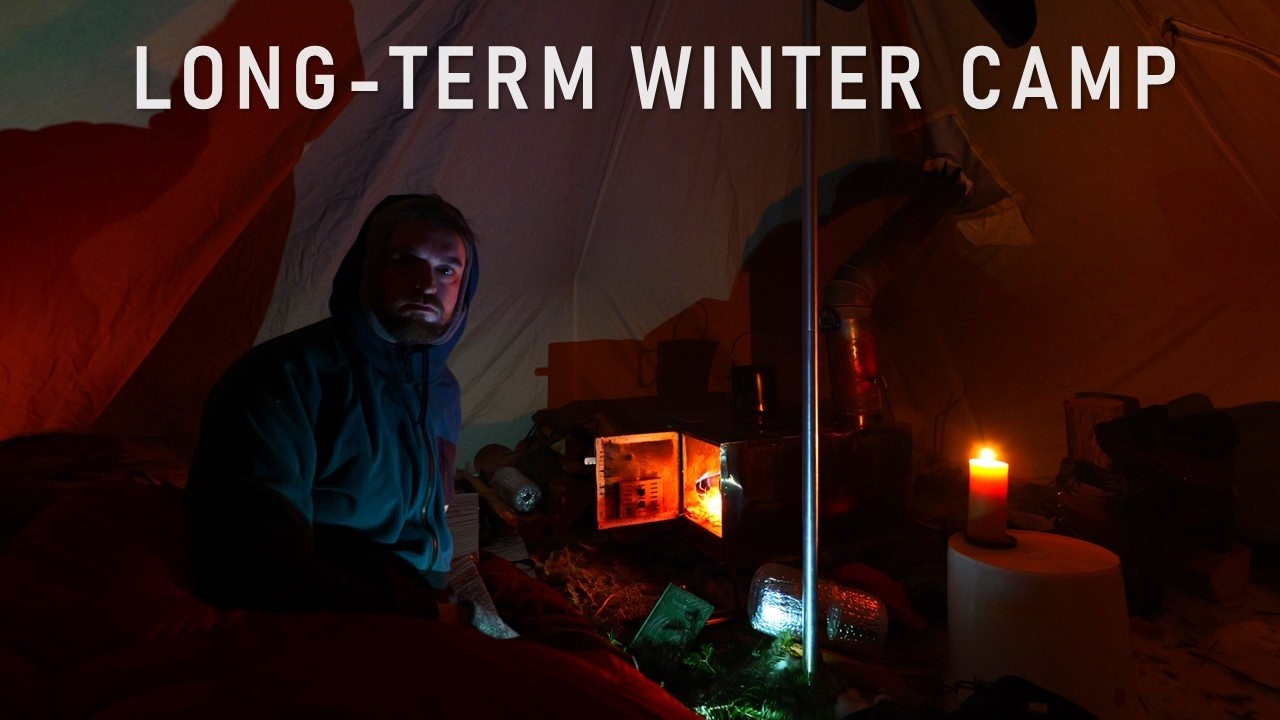 22° LongTerm Winter Camp Setup on Unnamed Lake YouTube