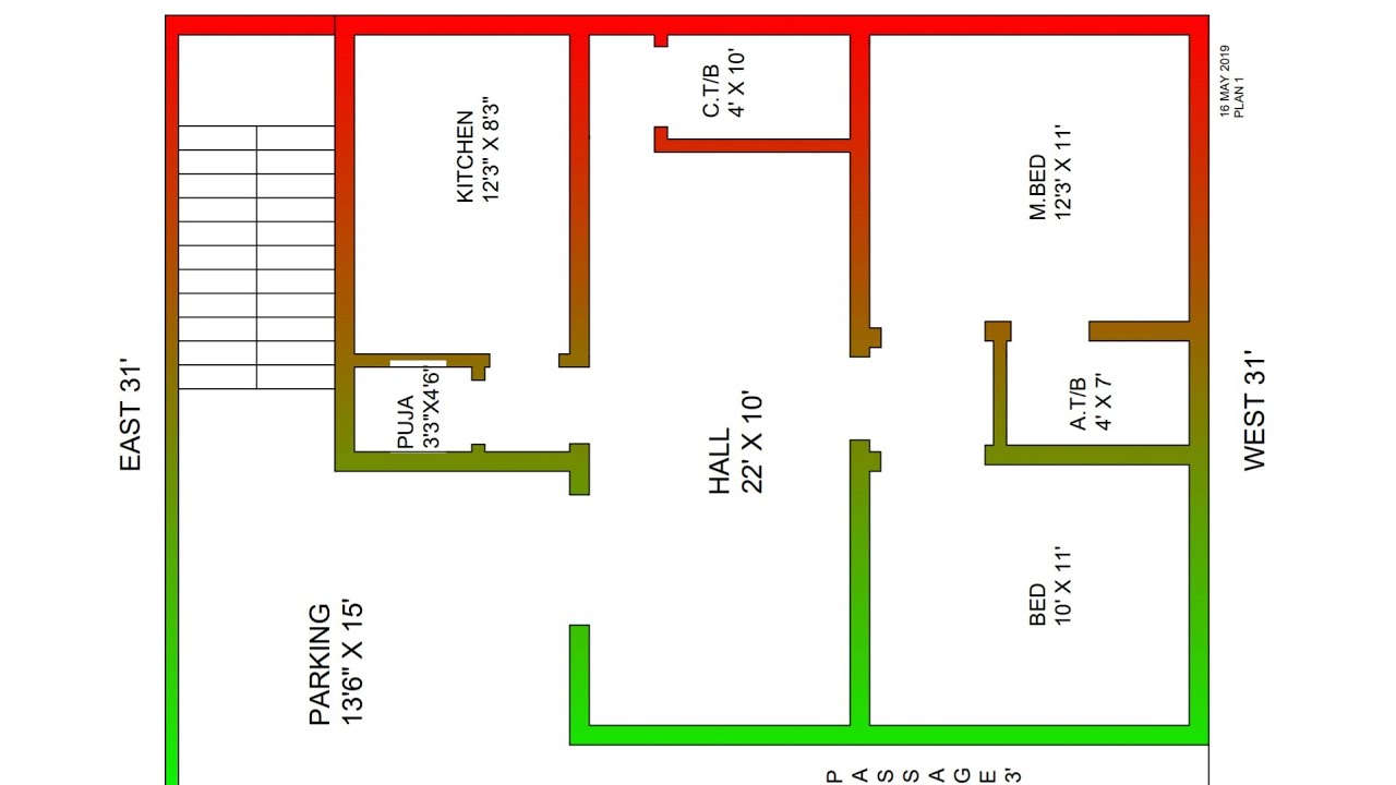 30 40 North West Corner Plot 2bhk Plan YouTube