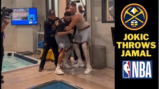 Nikola Jokic throws Jamal Murray into the pool after Championship   #nba | Nuggets vs Heat