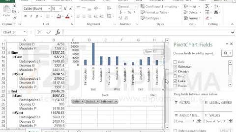 In the Pivot chart make sure the values for the salesman Dounias are not shown.