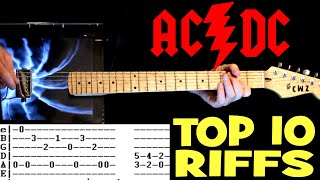 TOP 10 AC/DC Songs List & Guitar Tab / Guitar Tutorial / Guitar Lesson