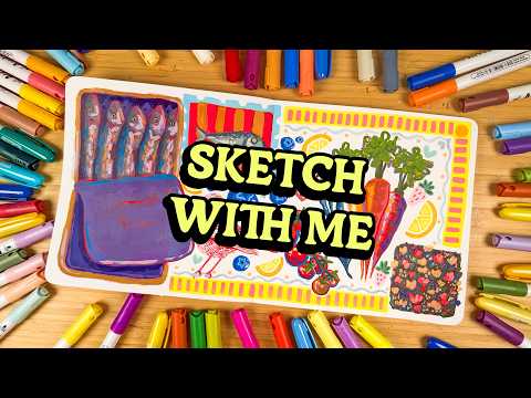 Fill a Sketchbook Spread with Me *chat & chill*