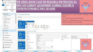WHY GST LIABILITY ADJUSTMENT JOURNAL IN Microsoft Dynamics NAV?