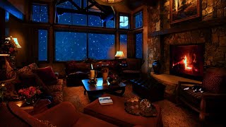 Blizzard Sounds for Sleep In a Soothing Room | Snowstorm Sounds with Fireplace Crackling And A Cat