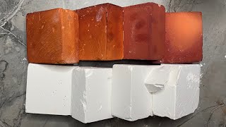 Crispy Crunchy Red Dyed and Fresh Blocks | Oddly Satisfying | Sleep aid| like share and sub 💕🫶