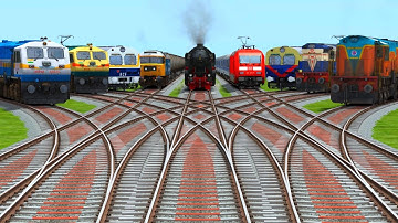 All Realstic Trains Crossing On Bumpy Forked Lines Risky railroad track/ Indian railroad/ #railway 